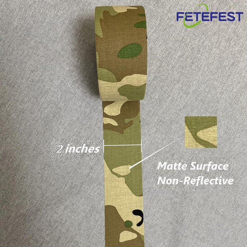 Fetefest Camo Tape Camouflage Tape No Residue, Non-Reflective 2" by 30Yard with Various Camo Patents - Image 2
